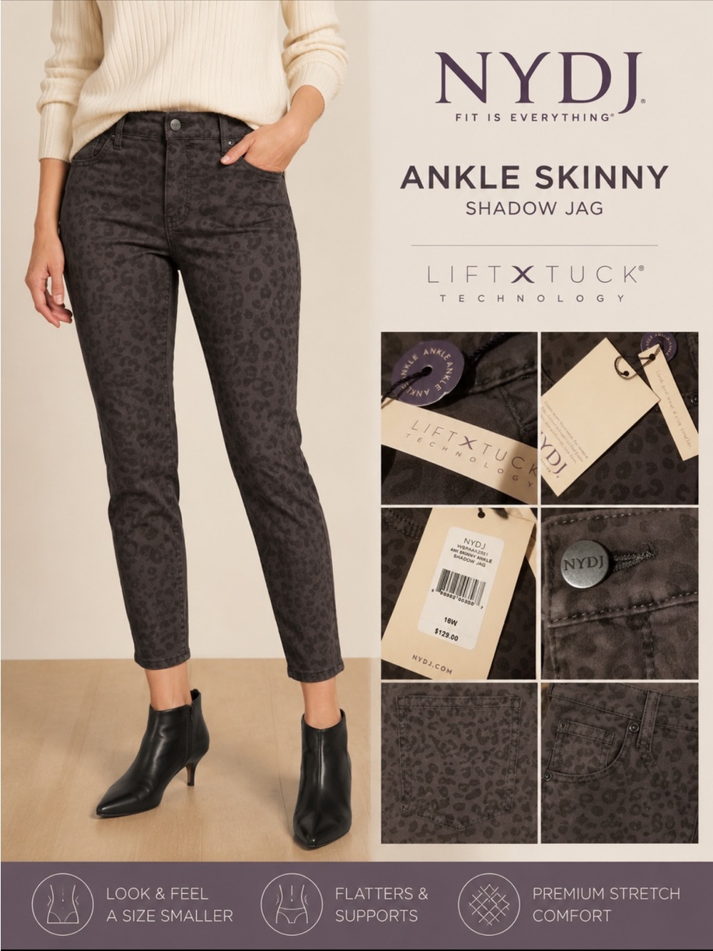 🌼🌼🌼NYDJ Ami Ankle Super Skinny Plus Size 14w Jeans NWT🌼🌼🌼🌼🌼 I kept - Picture 1 of 9